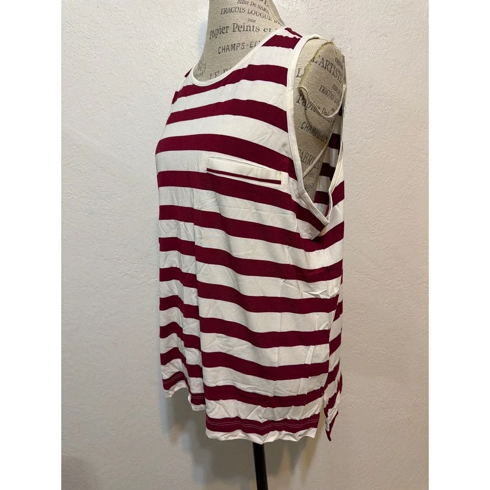 Soma Cool Nights Faux Pocket Tank Beyond Stripe Red Beauty XXL 570309233 NEW